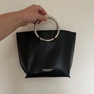 Khoza Numbers Mini Bag Black with Silver Ring Handle